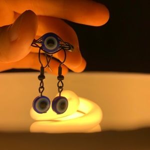Evil eye ring and earrings set